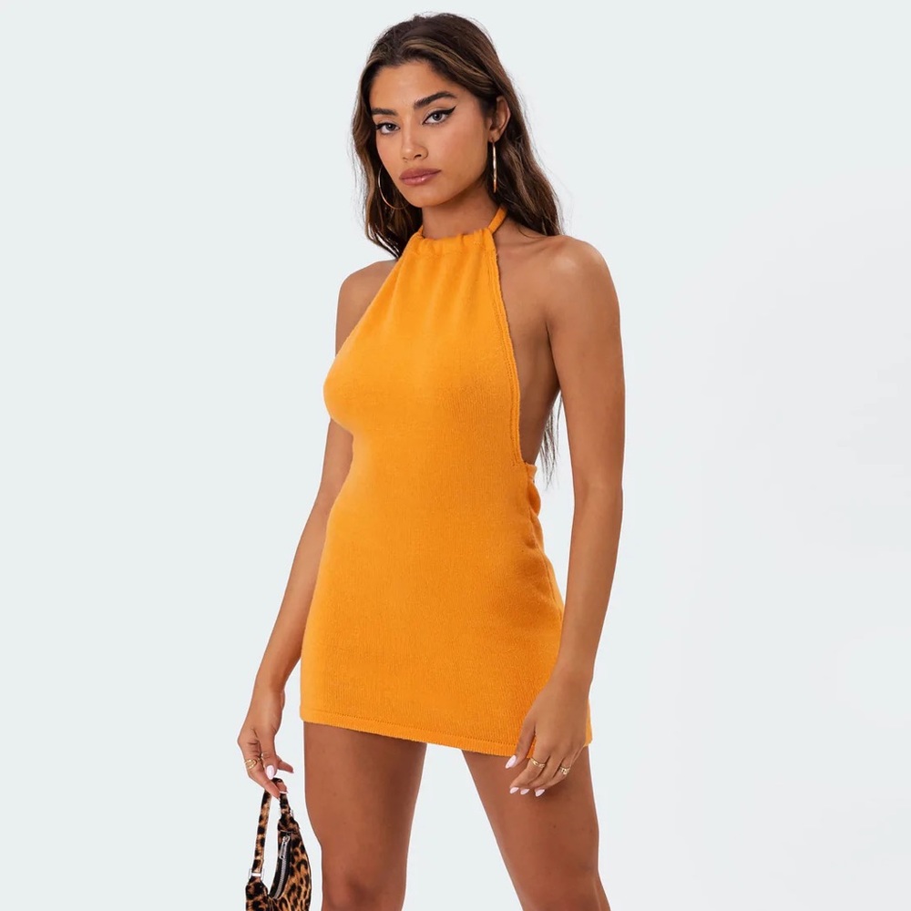 LYDIA KNITTED HALTER DRESS - Picture 1 of 6